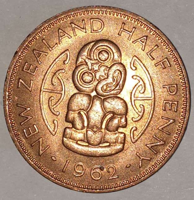 1962 - HALF PENNY - 1/2 PENNY - NEW ZEALAND - KM#23.2 - BRONZE - HEI TIKI